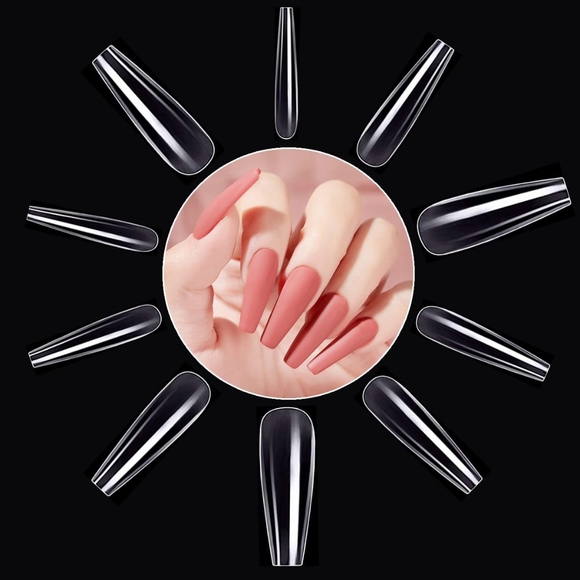 NWT 》2×《 100-pc ARTIFICIAL NAILS: TRANSLUCENT COFFIN SHAPED! - Picture 2 of 13